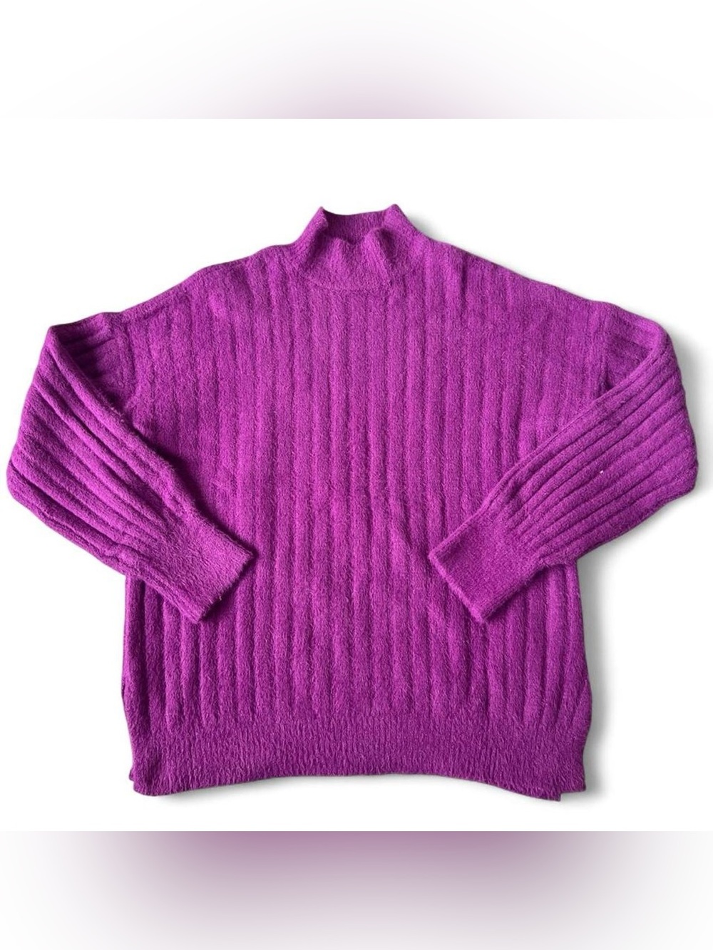 Jessica Simpson Purple Ribbed Mock Neck Sweater